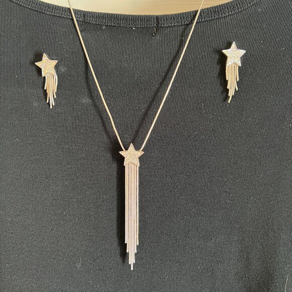 Kirks Folly Silver Shooting Star Necklace and Earring Set - Picture 1 of 6
